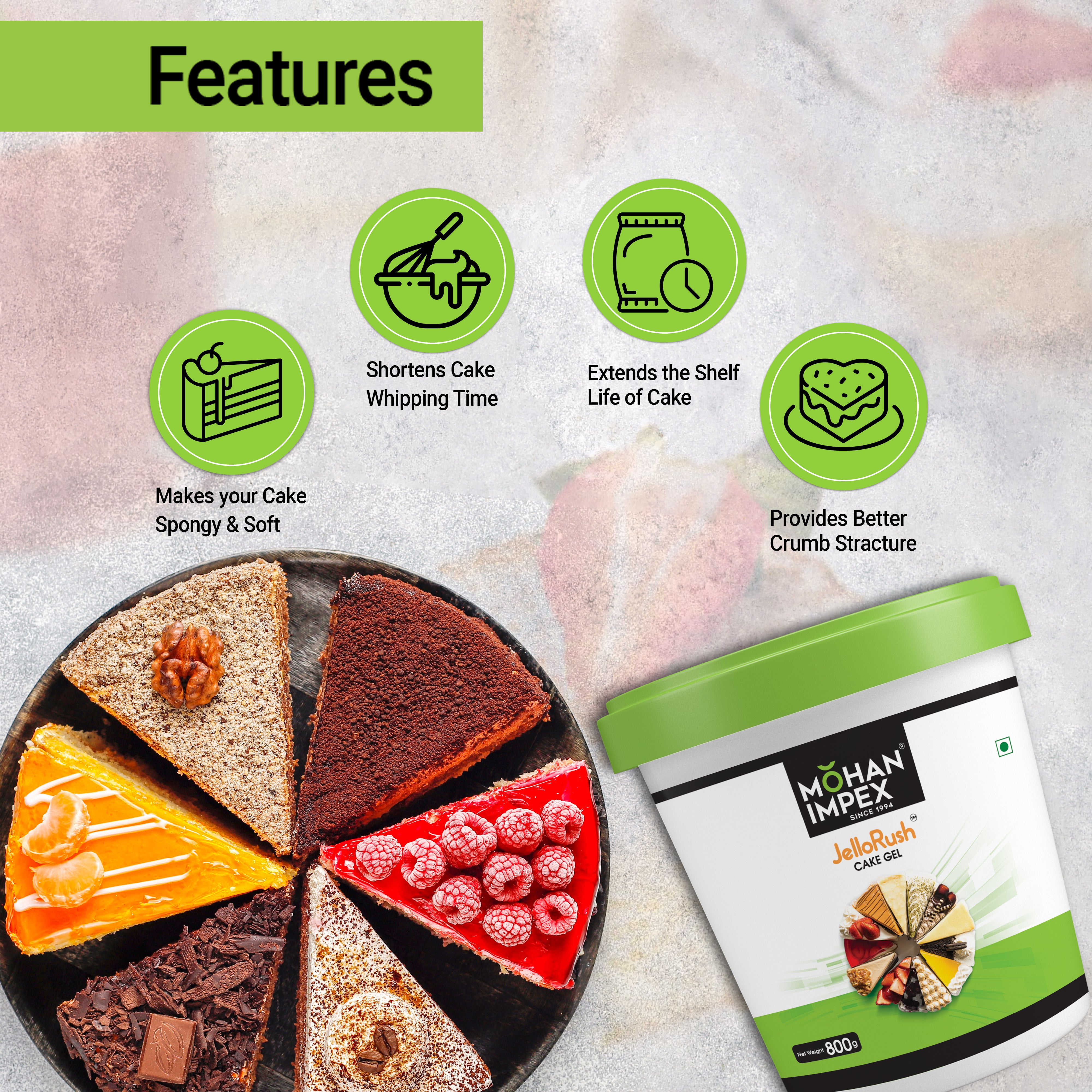 Cake Gel , Jello Rush Features