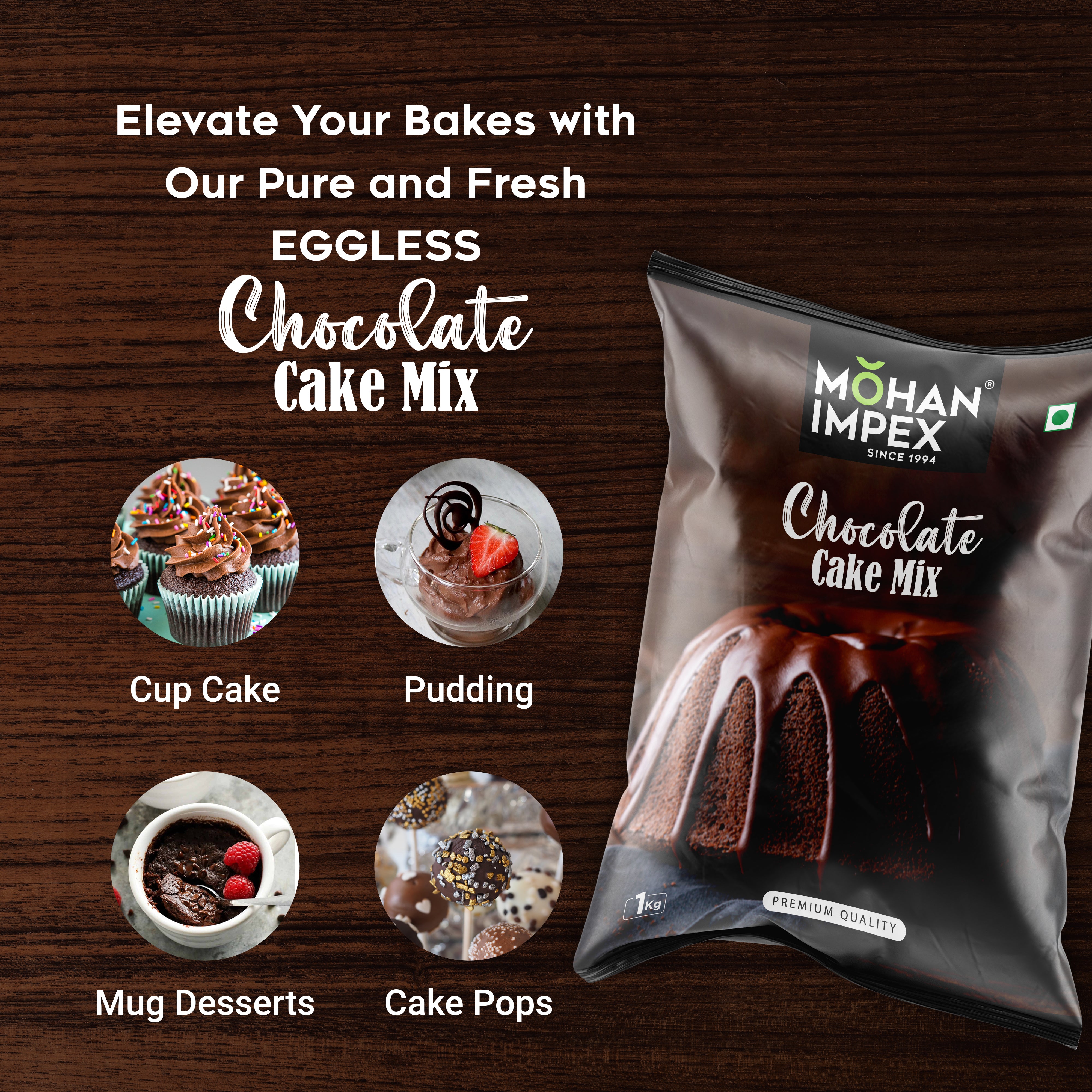 Mohan Impex Chocolate Cake Mix, Eggless, Rich
