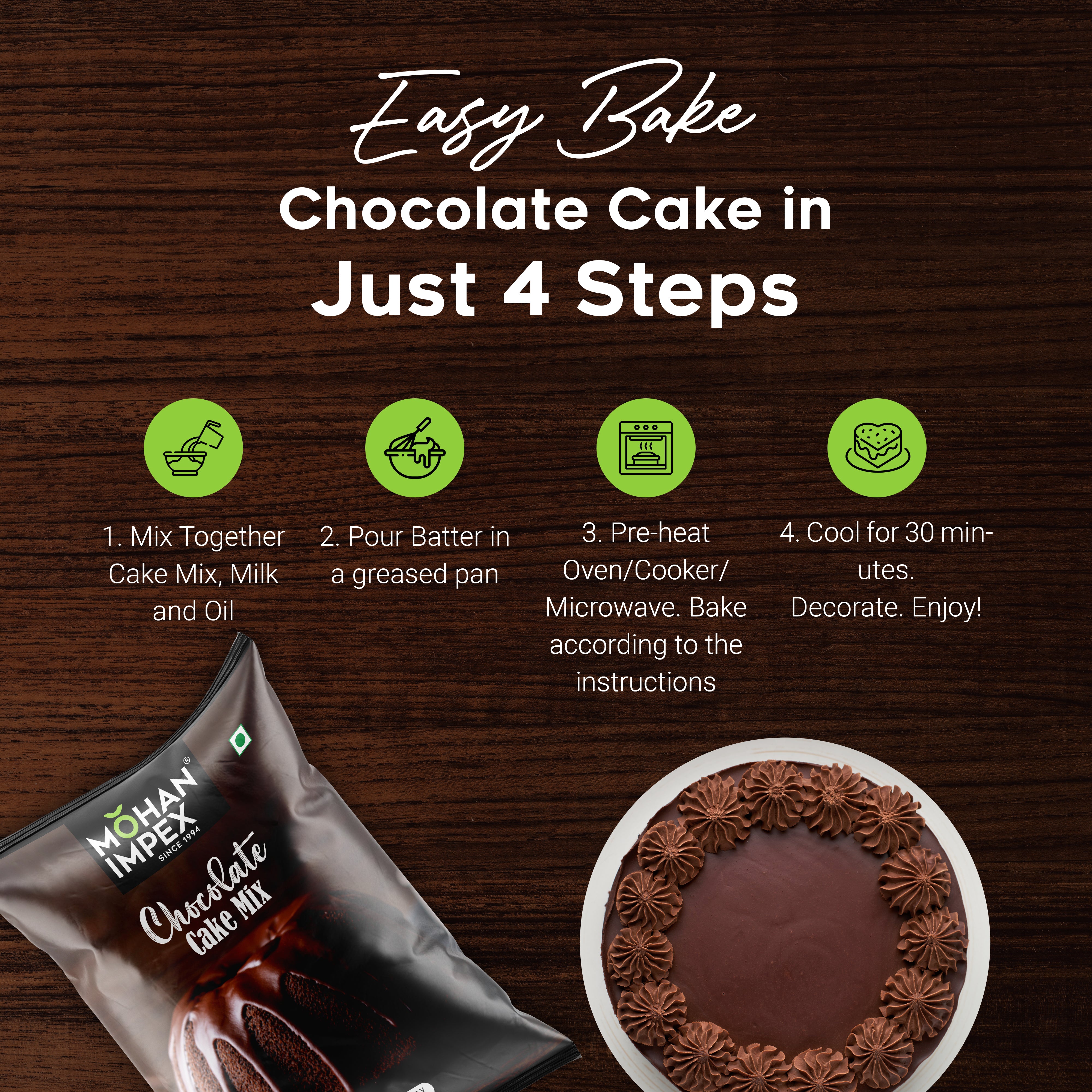 Mohan Impex Chocolate Cake Mix Easy Steps