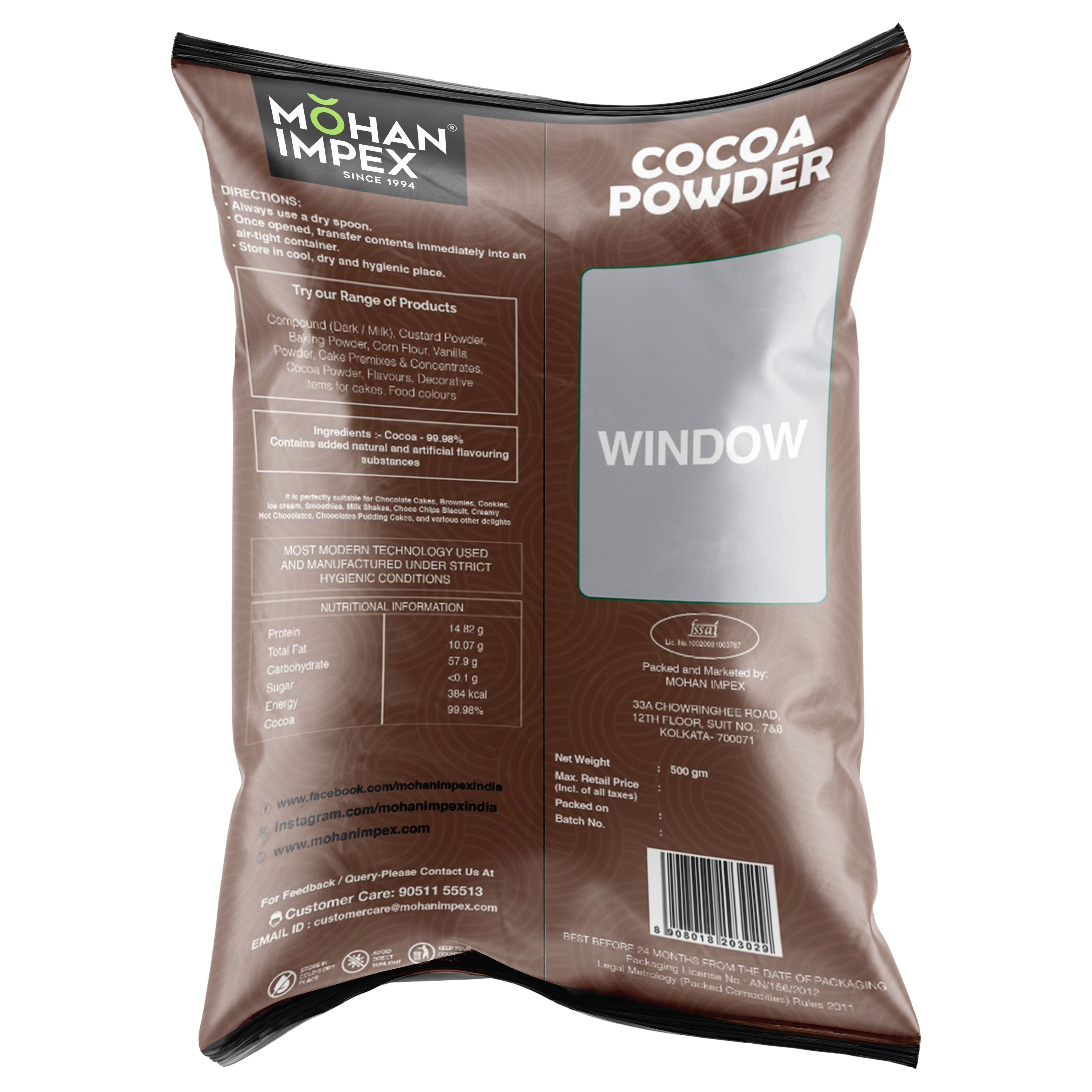 Mohan Impex Cocoa Powder 500gm, Cocoa Powder,Natural Cocoa Powder,&nbsp; Low Fat Pure Cocoa Powder