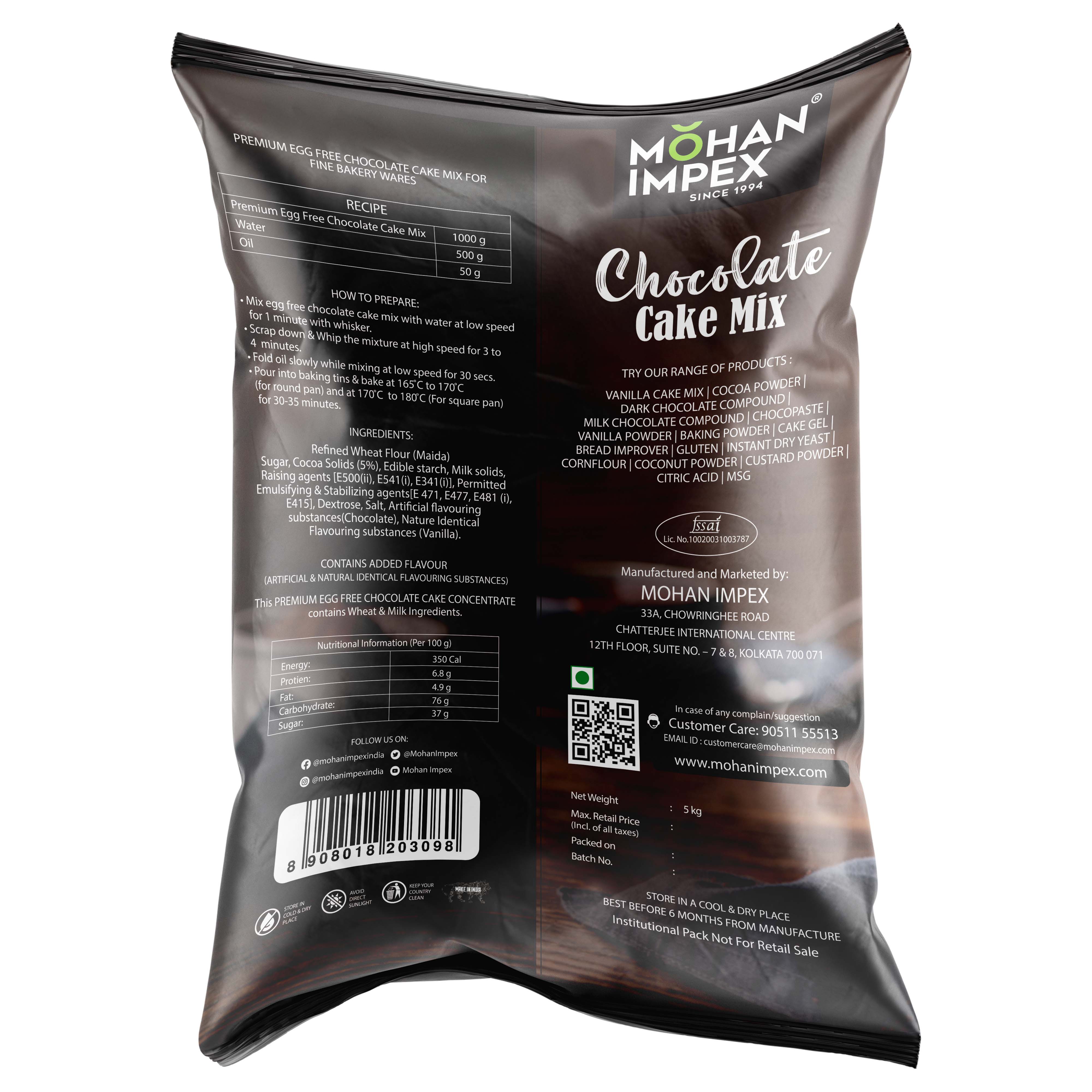 Mohan Impex Eggfree Chocolate Cake Mix 5 Kg