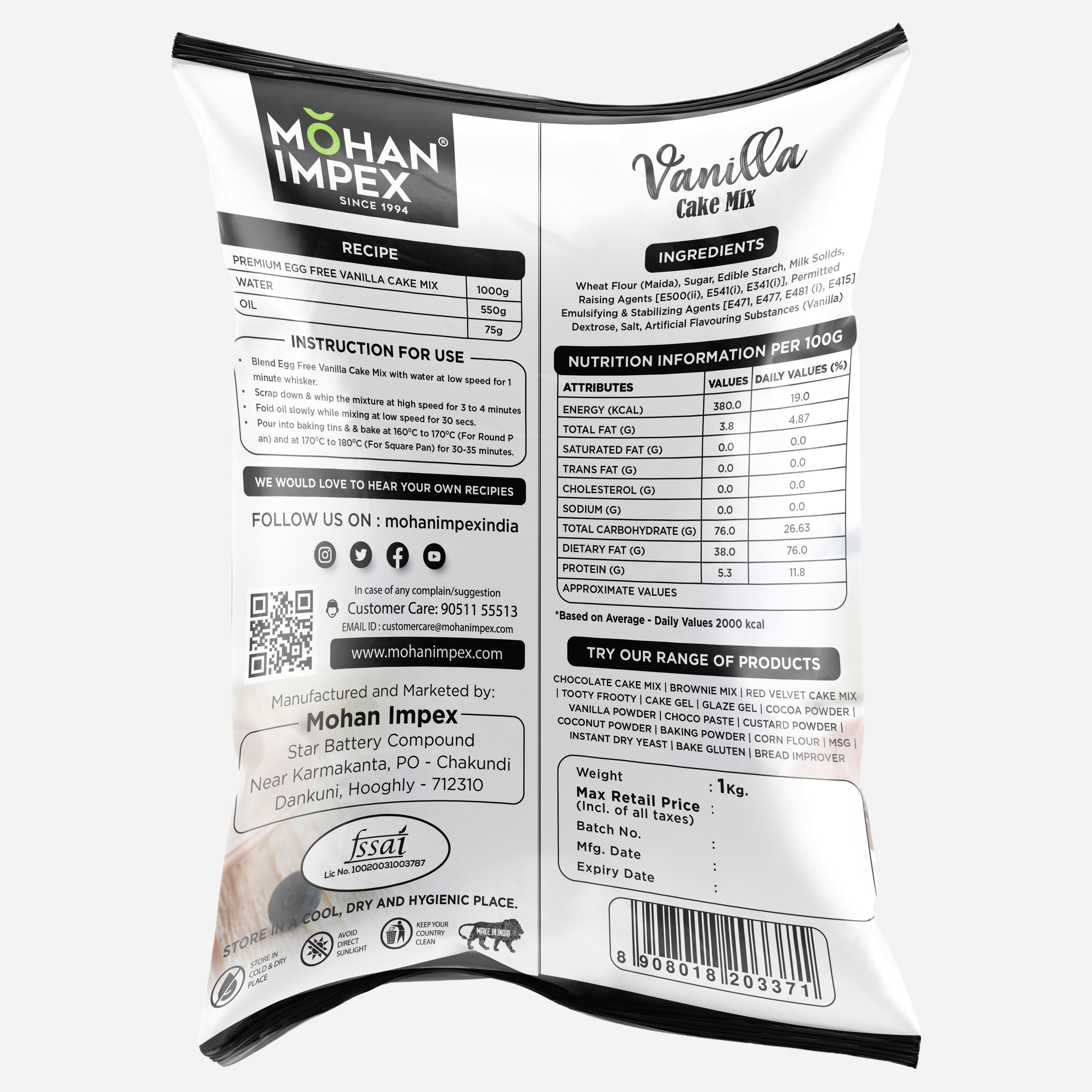 Mohan Impex Eggfree Vanilla Cake Mix