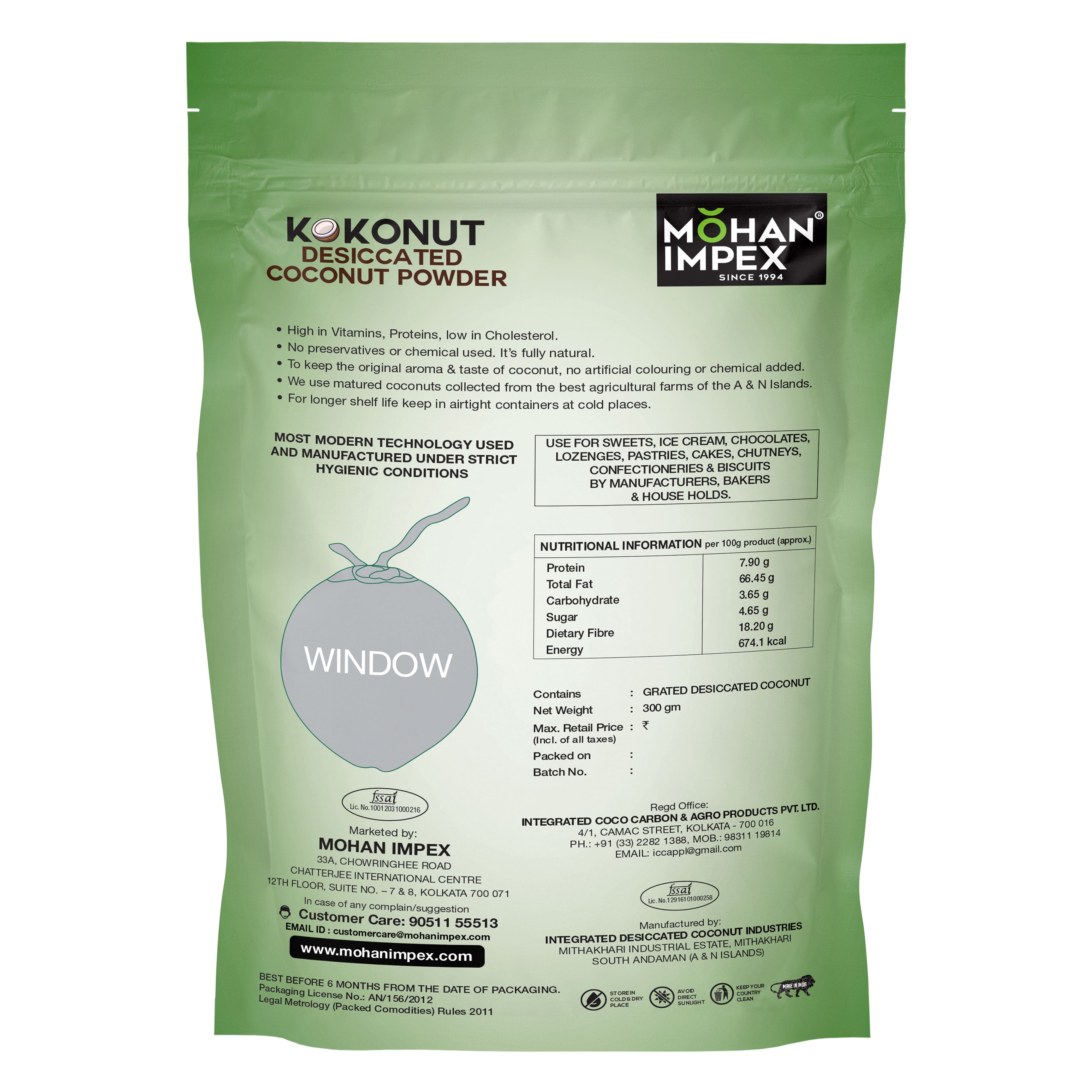 Mohan Impex 300gm Coconut Powder Pack of 2