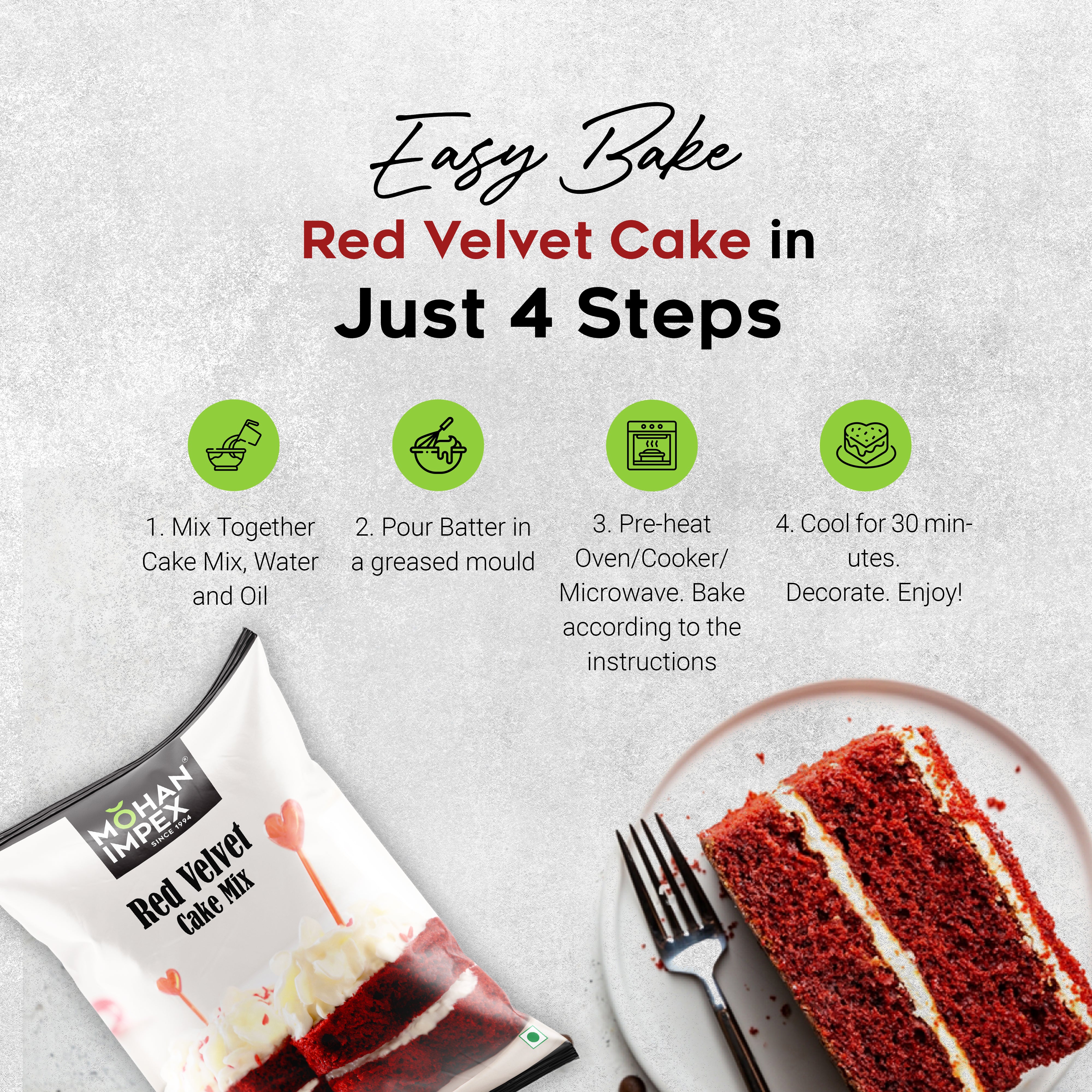 Mohan Impex Red Velvet East To Bake Steps