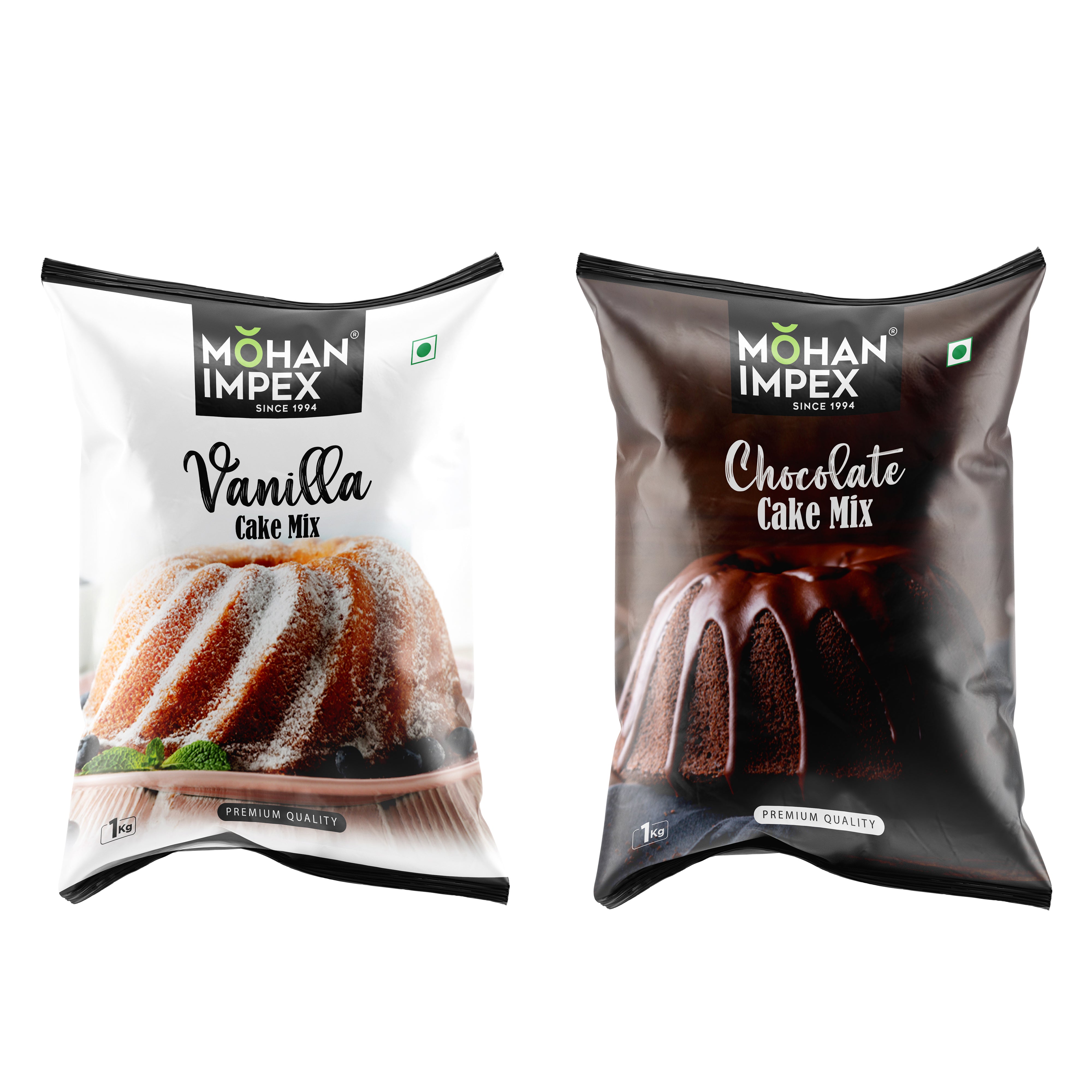 Mohan Impex 1 Kg Combo Pack of Eggfree Chocolate Cake Mix & Vanilla Cake Mix